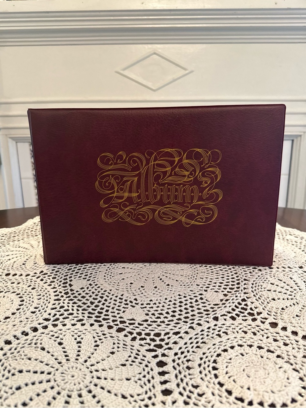Vintage Burgundy Photo Album with Gold Script